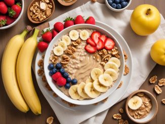 Njut av havregrynsgröt med proteinpulver och topping! illustration
